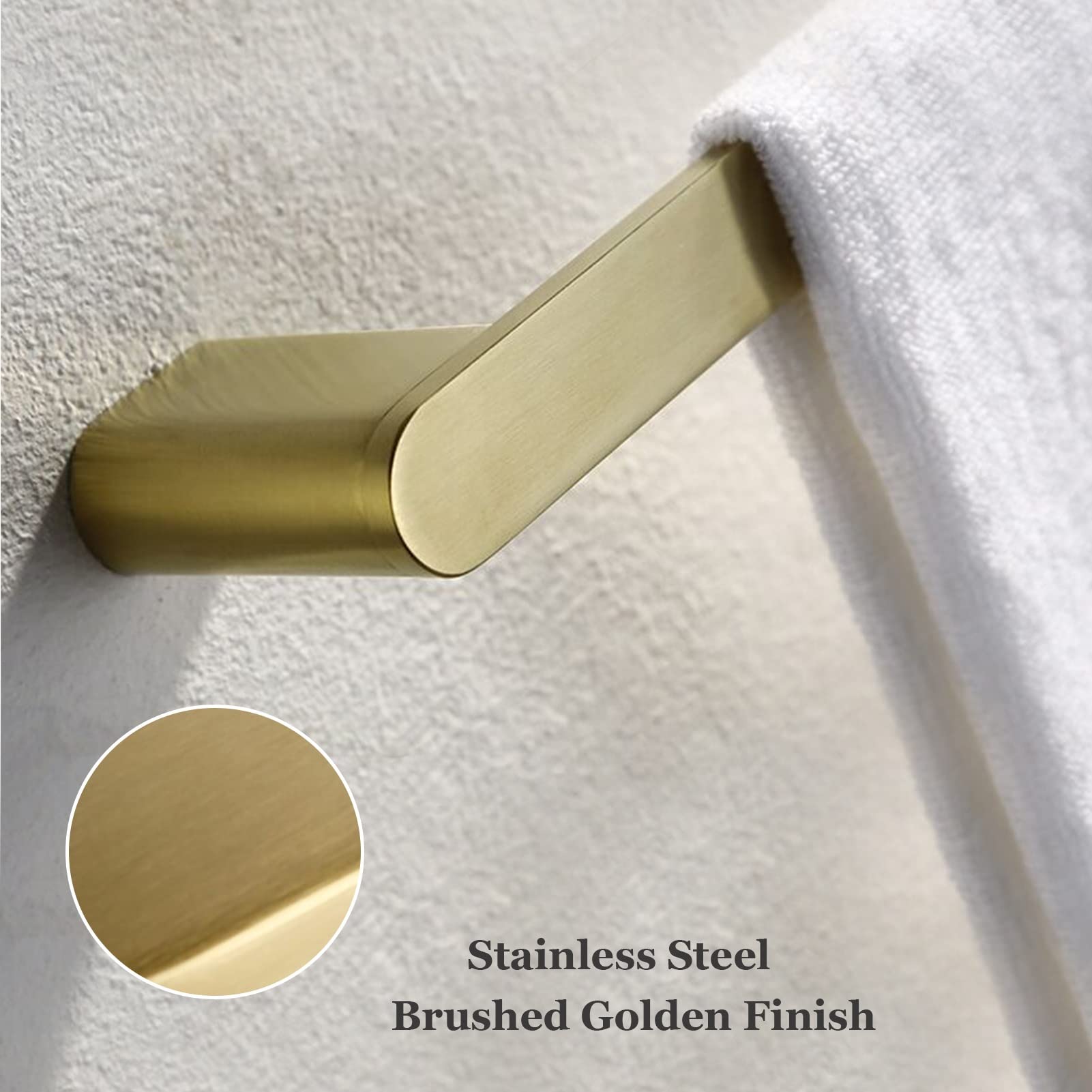 Gold Handtuchstange 40 cm 50 cm Badezimmer Handtuchhalter Edelstahl gebürstet Handtuchstange Wandhalterung Handtuchhalter, Schraubenmontage (Size : 50cm)