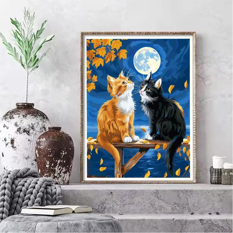 Peinture Diamant DIY Chat 40x50cm | Solution Anti-Stress et Déco Murale