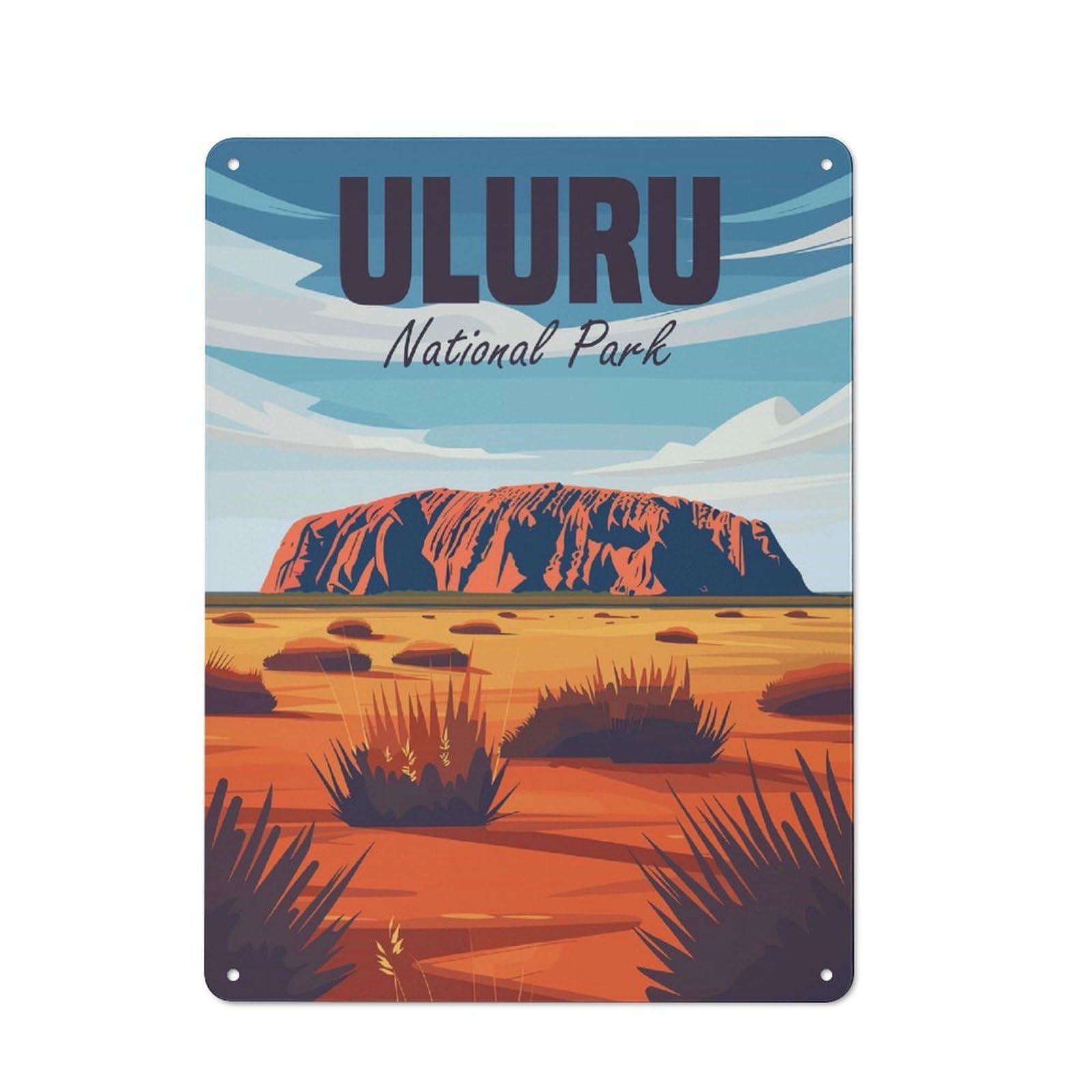 Junmoney Uluru National Park Vintage Metal Wall Decor 40X30cm, Vintage Tin Sign For Bakery, Diner, Cafe Or Family Room
