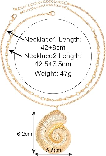 Miniatura 7 de Layered Conch Shell Necklace Gold Shell Seashell Necklace Choker Necklaces Jewelry Witch Necklace for Women Halloween Adjustable Y Lariat Necklace