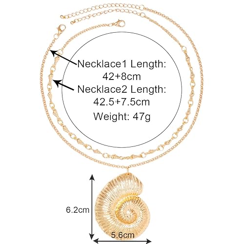 Miniatura 7 de Layered Conch Shell Necklace Gold Shell Seashell Necklace Choker Necklaces Jewelry Witch Necklace for Women Halloween Adjustable Y Lariat Necklace