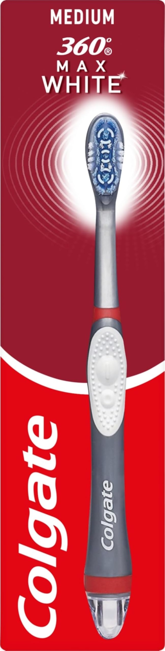 Colgate 360 Max White Sonic Power Medium Toothbrush - Whitening Toothbrush with Medium Bristles - Vibrating Polishing Bristles to Help Remove Surface Stains