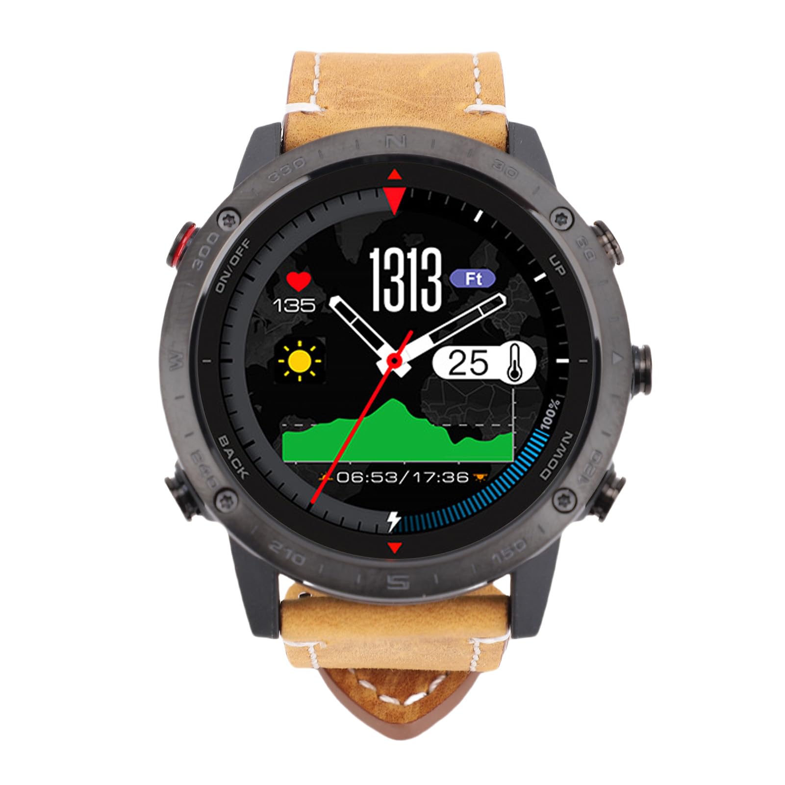 Smartwatch da Uomo Impermeabile da 1,3 Pollici Rotondo Fitness Tracker per Immersione per Nuoto e Corsa in Lega di Silicone Ti