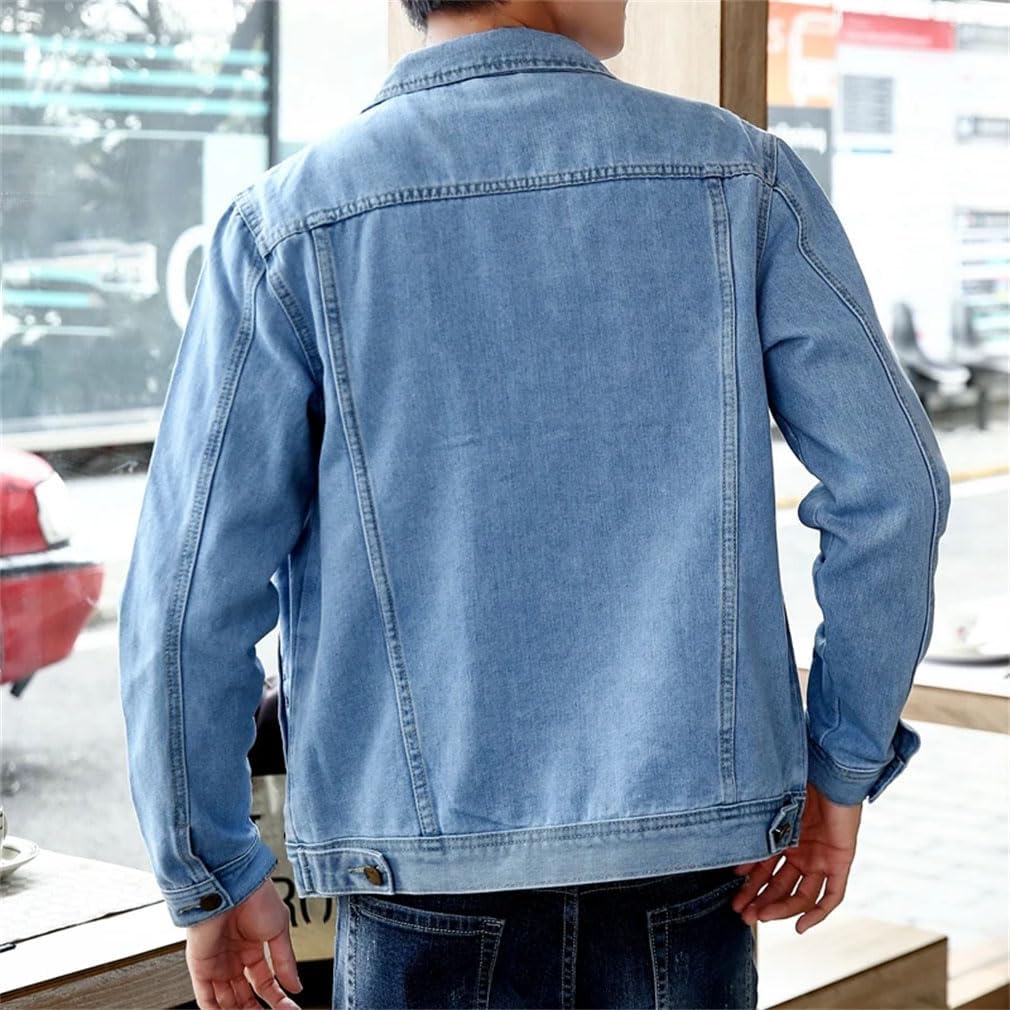 Men's Denim Jackets Casual Solid Color Single Breasted Turn Down Collar Denim Shirts Top