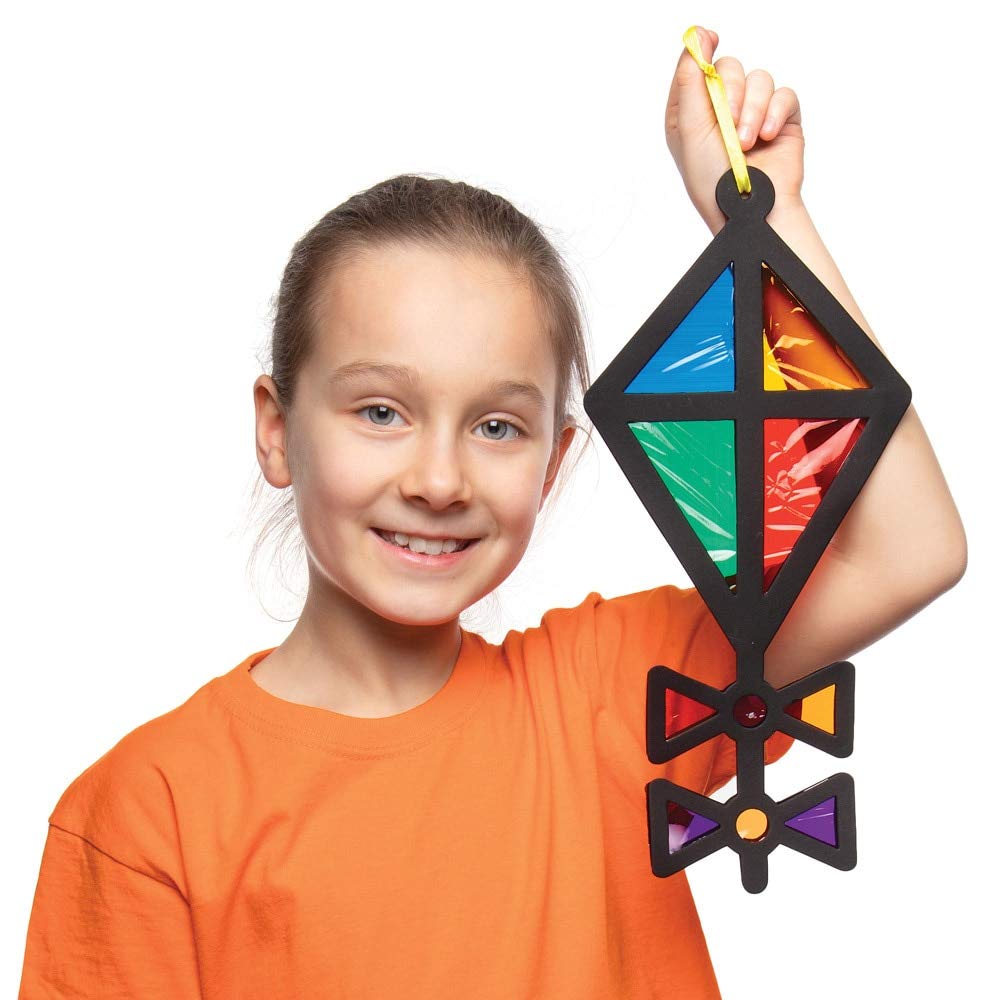 Baker Ross Attrape-soleil En Forme De Cerf-volant – Kit Vitrail à Suspendre, Lot De 6, Activité Manuelle Créative Pour Enfant, Dès 3 Ans, Décor Fenêtre