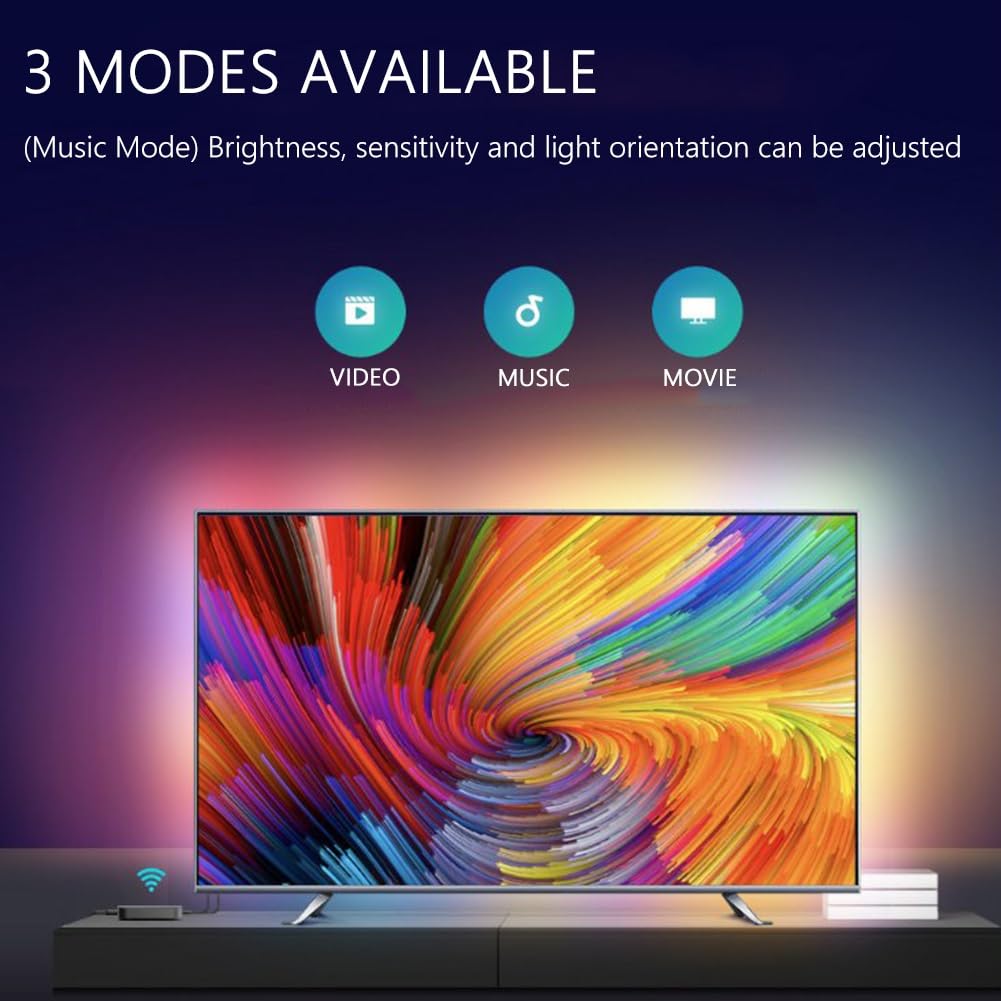 DONGXIAO Luz LED for TV, retroiluminación de TV, Tira de luz Inteligente for TV, Pantalla HDMI de TV con luz de sincronización de Pantalla, luz Ambiental de transmisión de Fondo(5m(for TV 98~105in))
