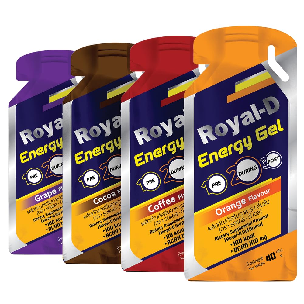 Royal-D Gel energético para corrida e ciclismo, sabores sortidos, 40 g, 20 sachês
