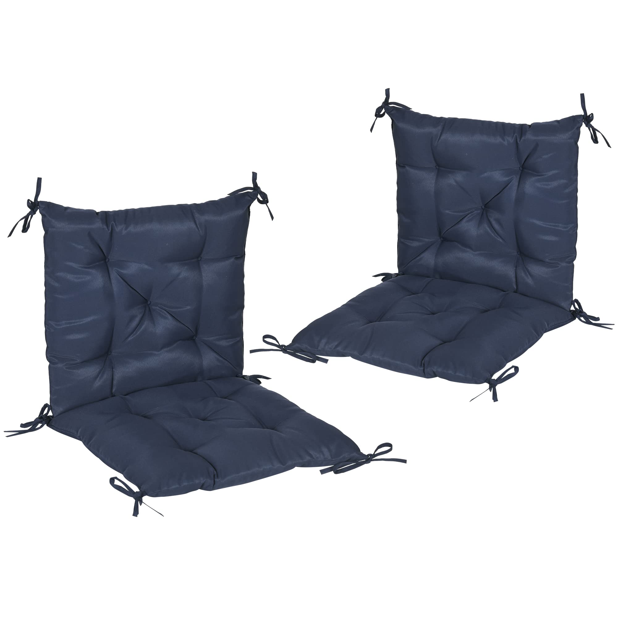 Outsunny 2 Coussins Chaise Patio Attaches 39x20x3 Pouces Bleu foncé
