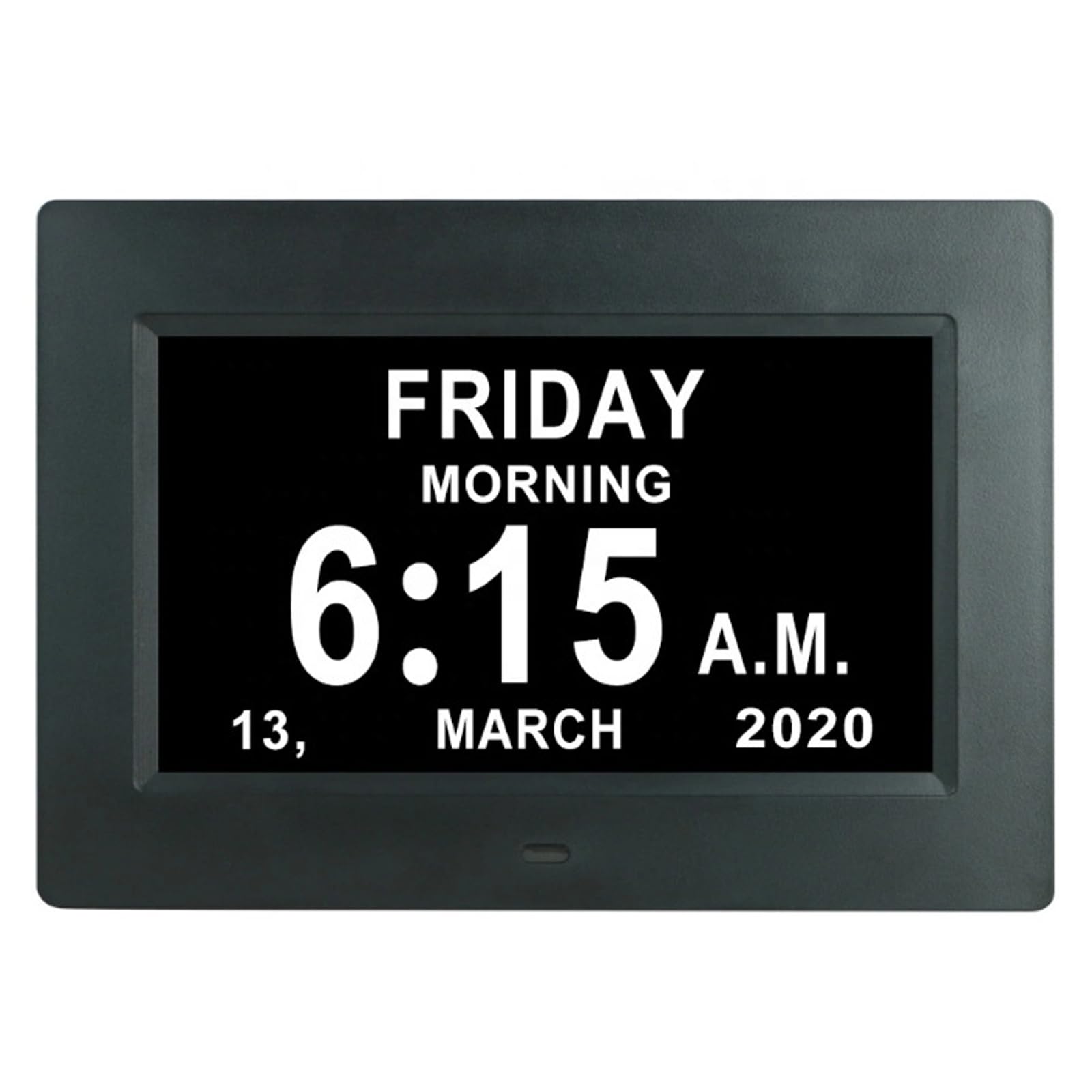 Orologio con giorno e data per anziani, opzioni digitali di allarme, 18 allarmi, display auto-dim a livello 5, per anziani, ipovedenti, perdita di memoria black