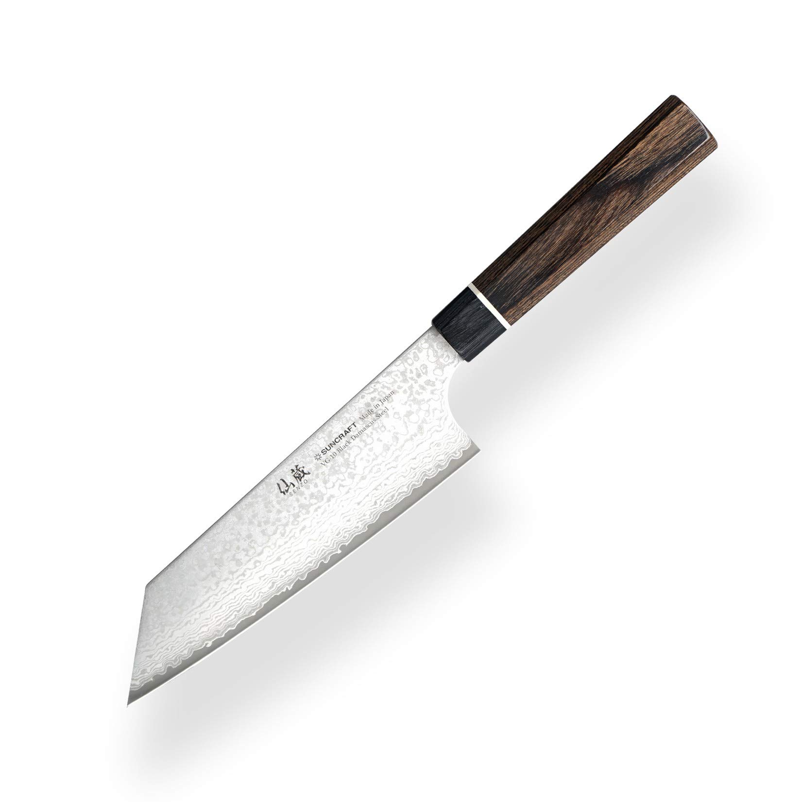 Suncraft VG-10 Black Damascus & Couteau de cuisine & Damas Couteau Bunka 165 mm & Professionnel Japonais Acier de 67 couches avec manche Pakkawood
