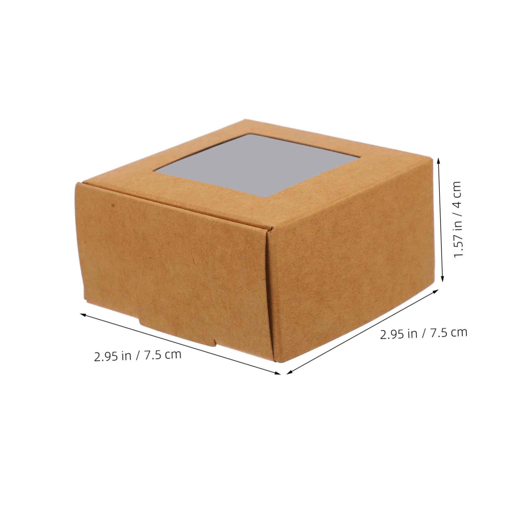 Scatole Regalo 50 Pezzi in Carta Kraft con Finestra Trasparente Confezioni Decorativi Dimensioni 7,5x7,5x4cm per Saponi Fatti a Mano per Festa