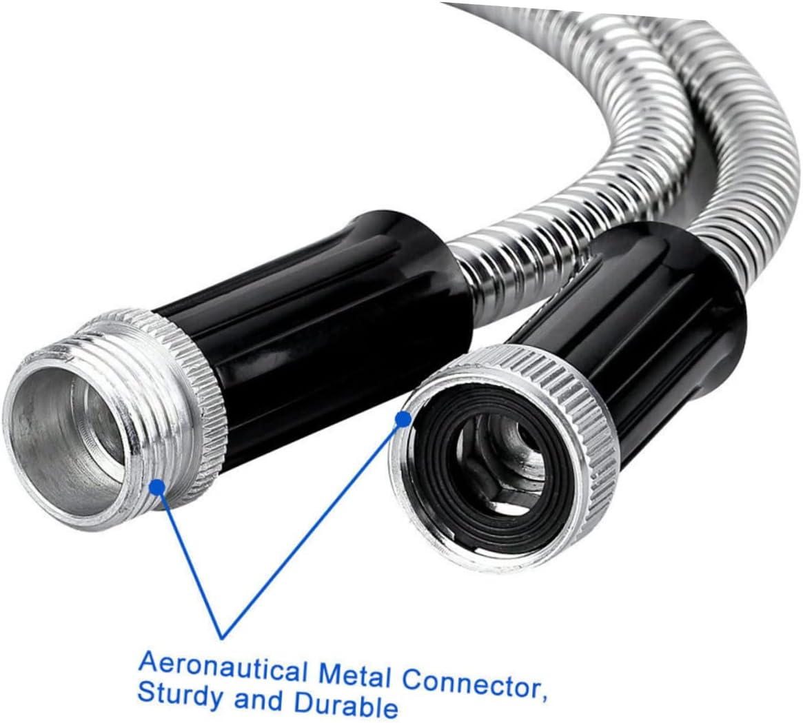 Telescopic Stainless Steel Garden Hose Flexible Watering Hose with Spray Nozzle Durable Leak Design for Outdoor Use for Lawn Plants and Car