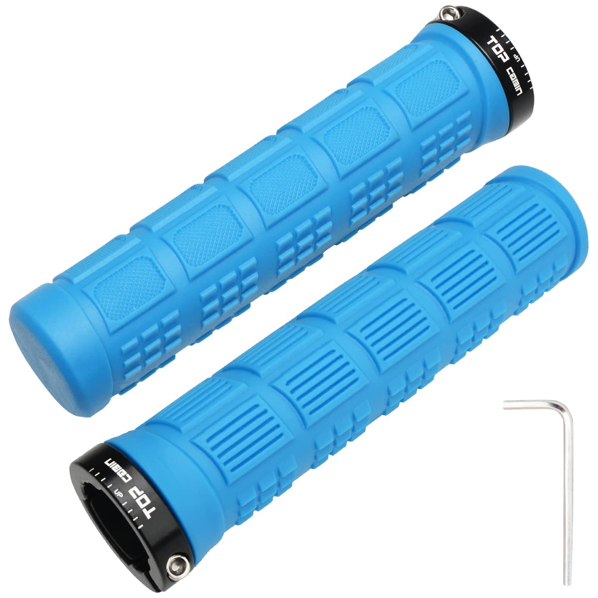 TOPCABIN Double Lock Bicycle Handlebar Grips - Rubber Comfortable BMX Mountain Bike Grips