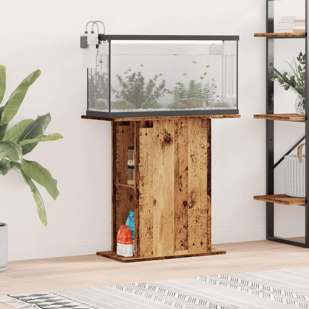 Aquariumständer aus Altholz 36x75x72,5 cm Holzwerkstoff mit Stauraum für Aquarien und Terrarien geeignet stilvolles Möbel für Wohnzimmer Büro Flur