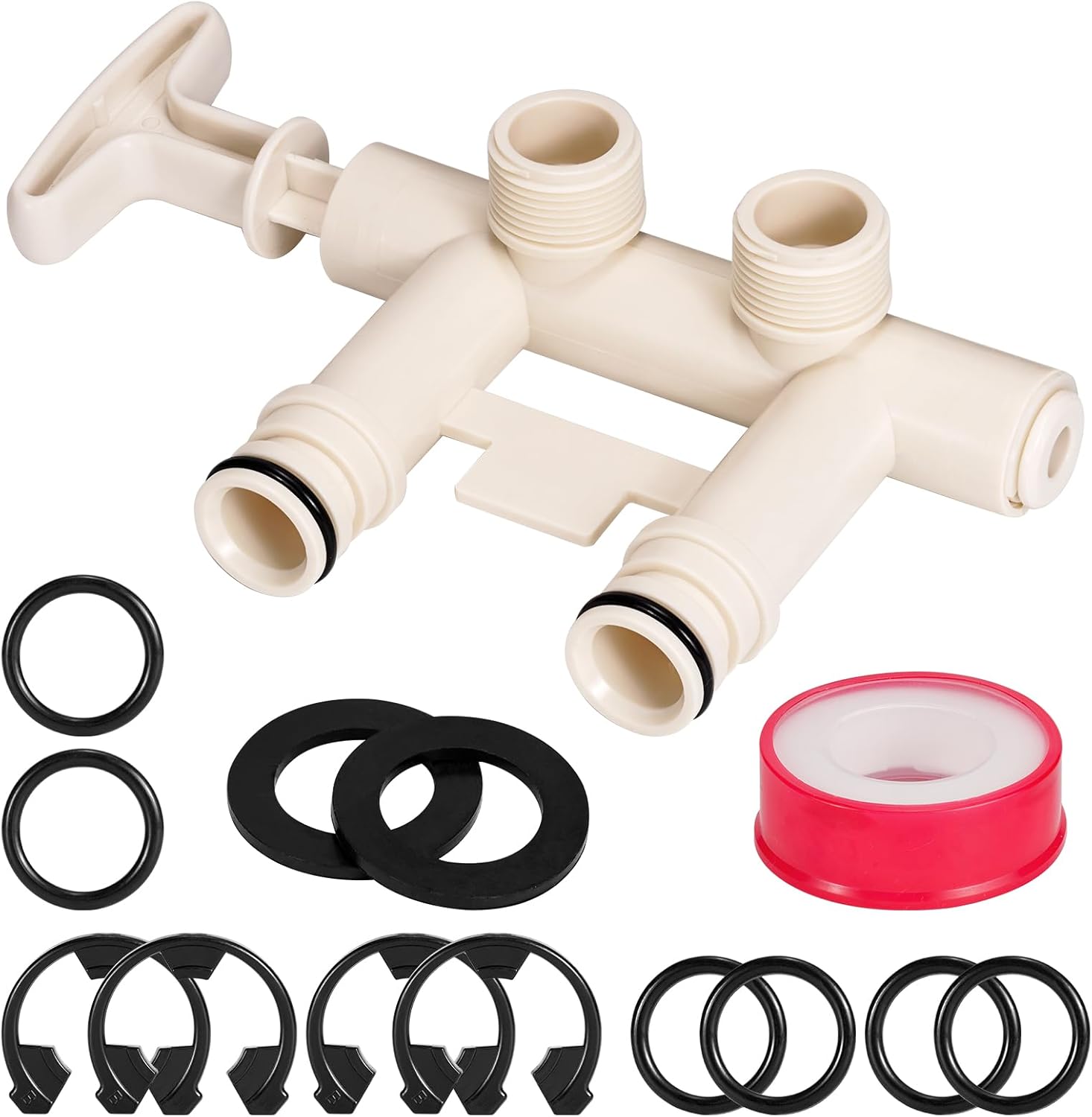 7129871 Water Softener Bypass Valve with Threaded, Water Softener Parts, Replaces 34371, WS15X10012, 3437, 3437299 and 42-3437, Compatible with Kenmore, GE, Whirlpool, Morton, NorthStar, EcoWater