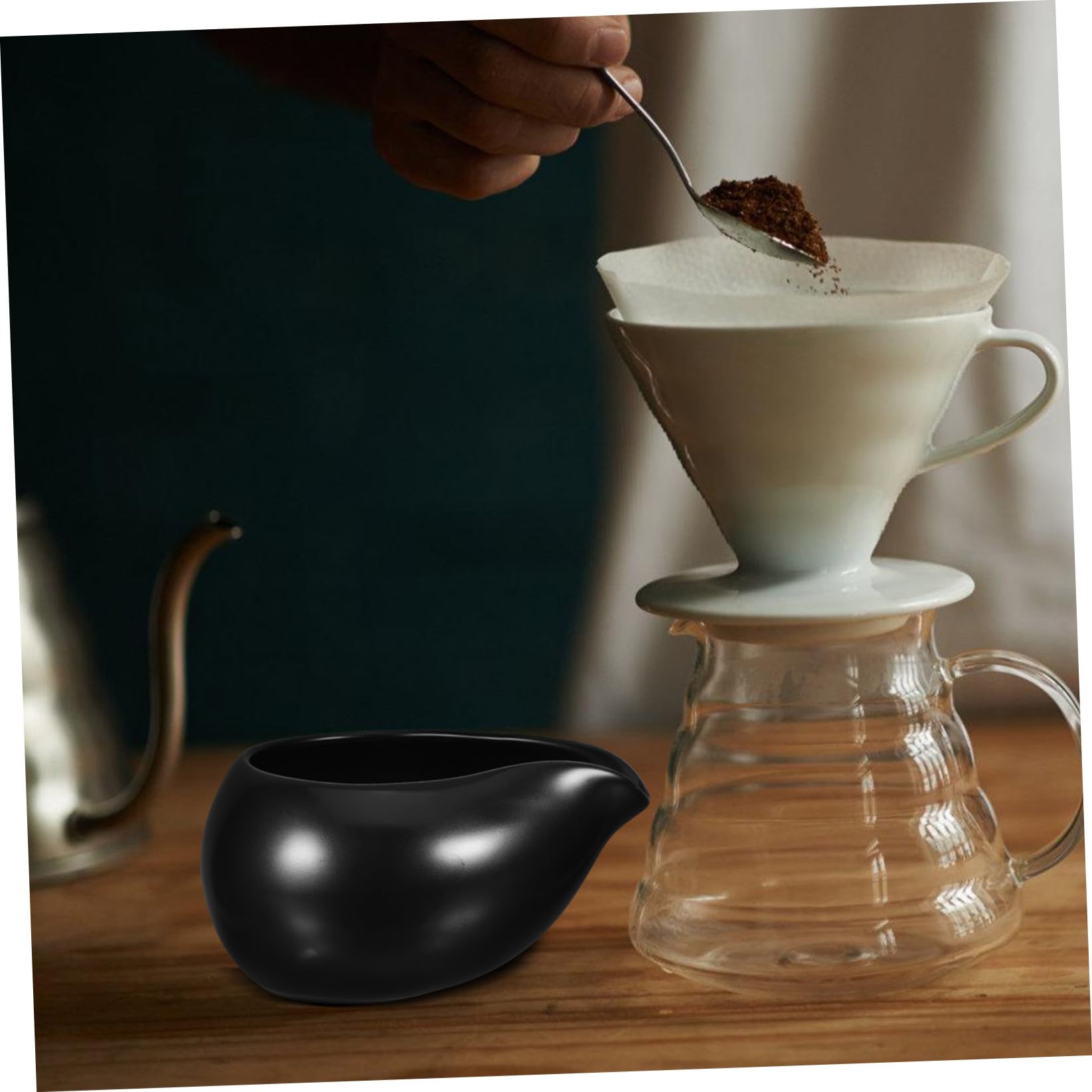 Balacoo Milchkännchen mit Rutschfestem Boden aus Keramik 3 Stück Schwarzer Soßenkrug und Vintage Design für Zuhause und Familien für Kaffee Milch und Saucen
