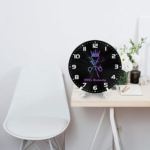 Miniatura 4 de Reloj de pared personalizado para peluquería, añade tu texto, reloj de peluquería morado personalizado para salón de belleza, regalo de decoración