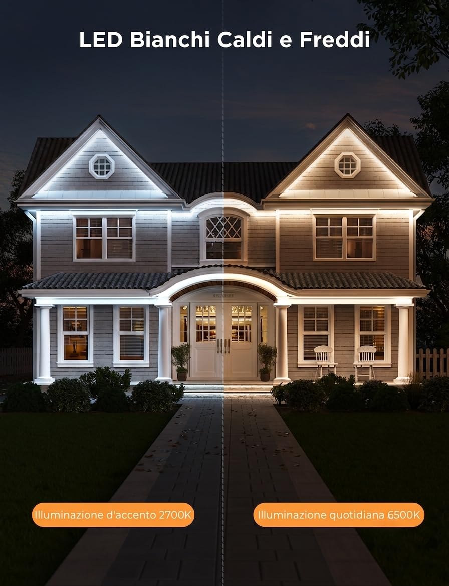 Govee Striscia luminosa a LED da 10 m per esterni, luci intelligenti per esterni, funzionano con Alexa e Google Assistant, IP65 impermeabile, luci esterne RGBIC per terrazze, decorazioni per feste