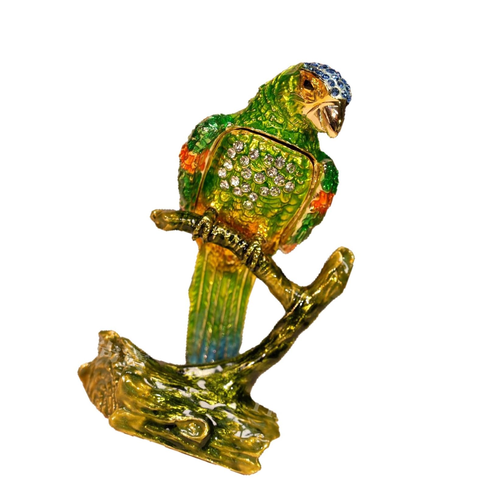 FGDTREE Stylish Parrots Themed Enameled Rings Box with Secure Metal Base for Long Time Use Permanent Metal Jewelry Container