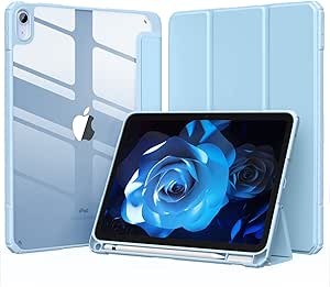Mastten IPad Case For 11th/10th Gen 11/10.9 Inch - Clear Back Trifold Stand Cover With Pencil Holder