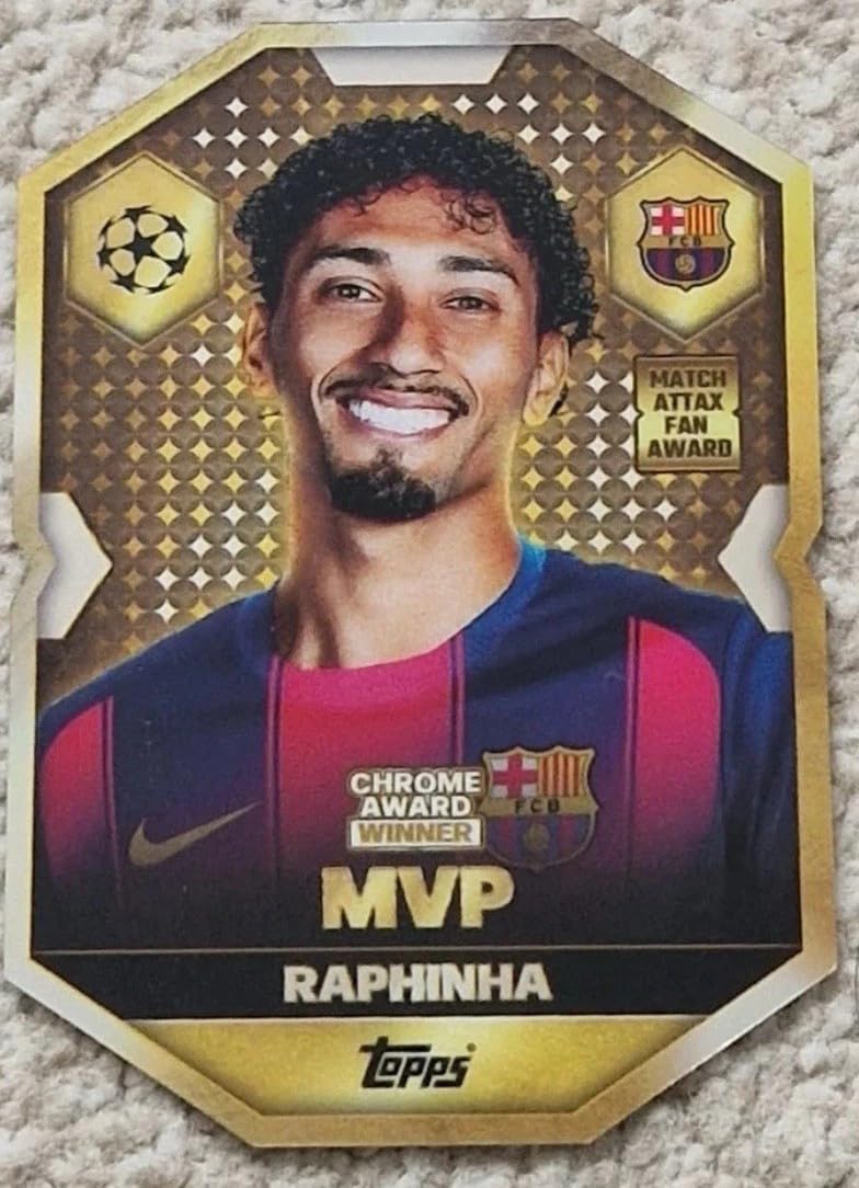 Match Attax 2025 2026 Chrome Award Winner Trading Card(s) You Select (Raphinha MVP CA1)