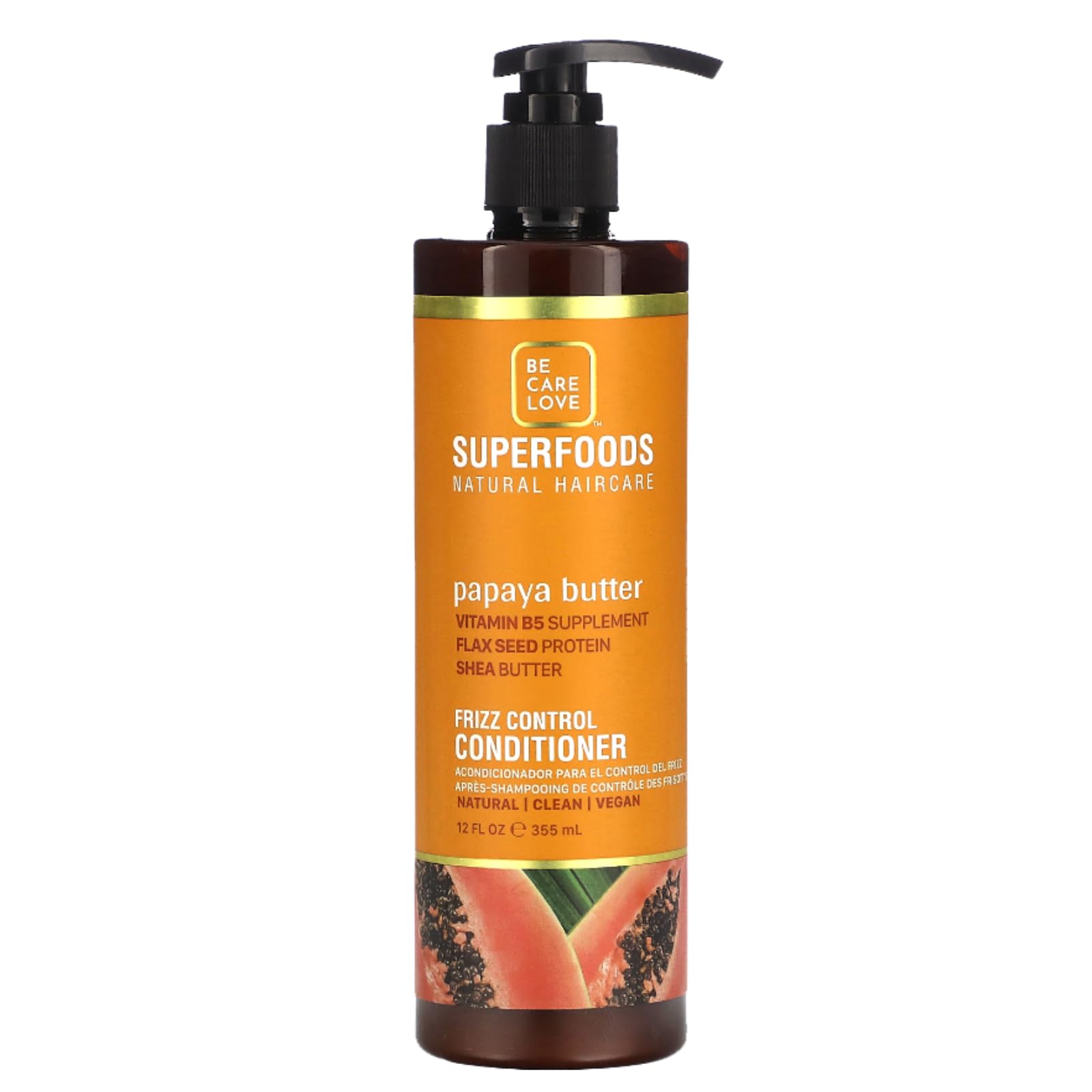 Be Care Love Superfoods Frizz Control Conditioner | Organic Hair Conditioner | Vegan Free | Sulphate Free | Paraben Free | Zero - Frizz | Frizz Control Conditioner | Natural | 355 ml.