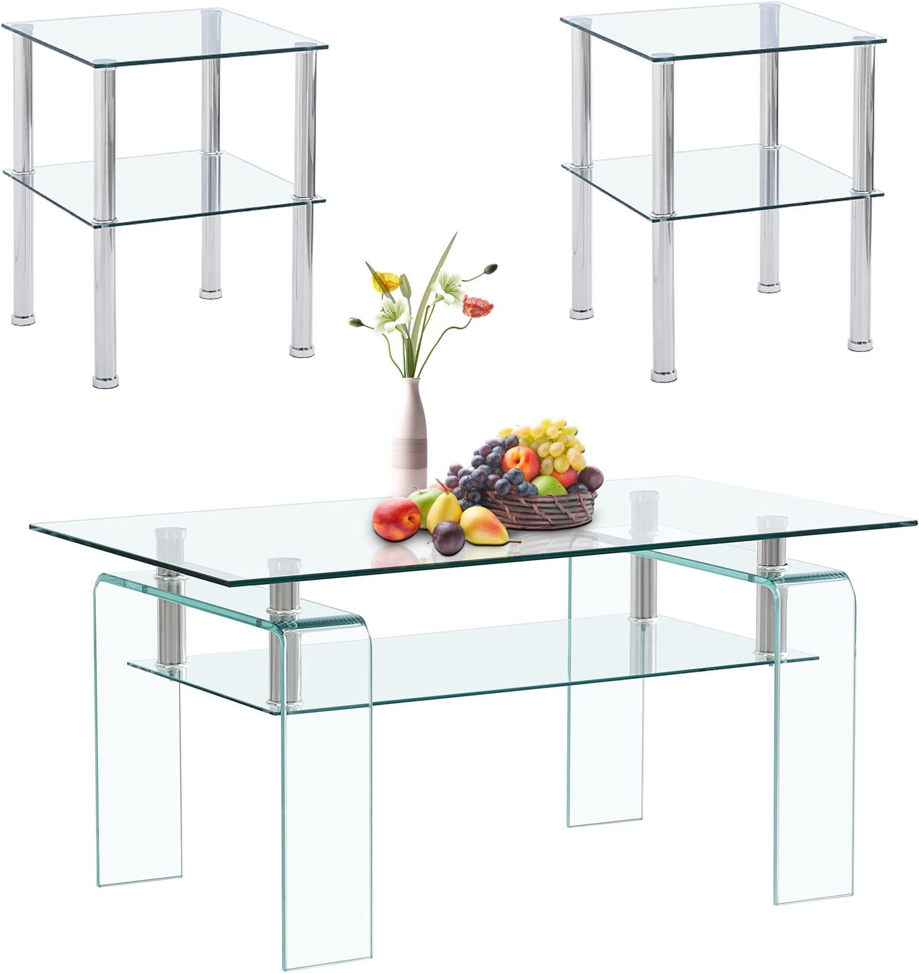 Amazon.com: Harper & Bright Designs 3 Piece Coffee Table Set for Living ...