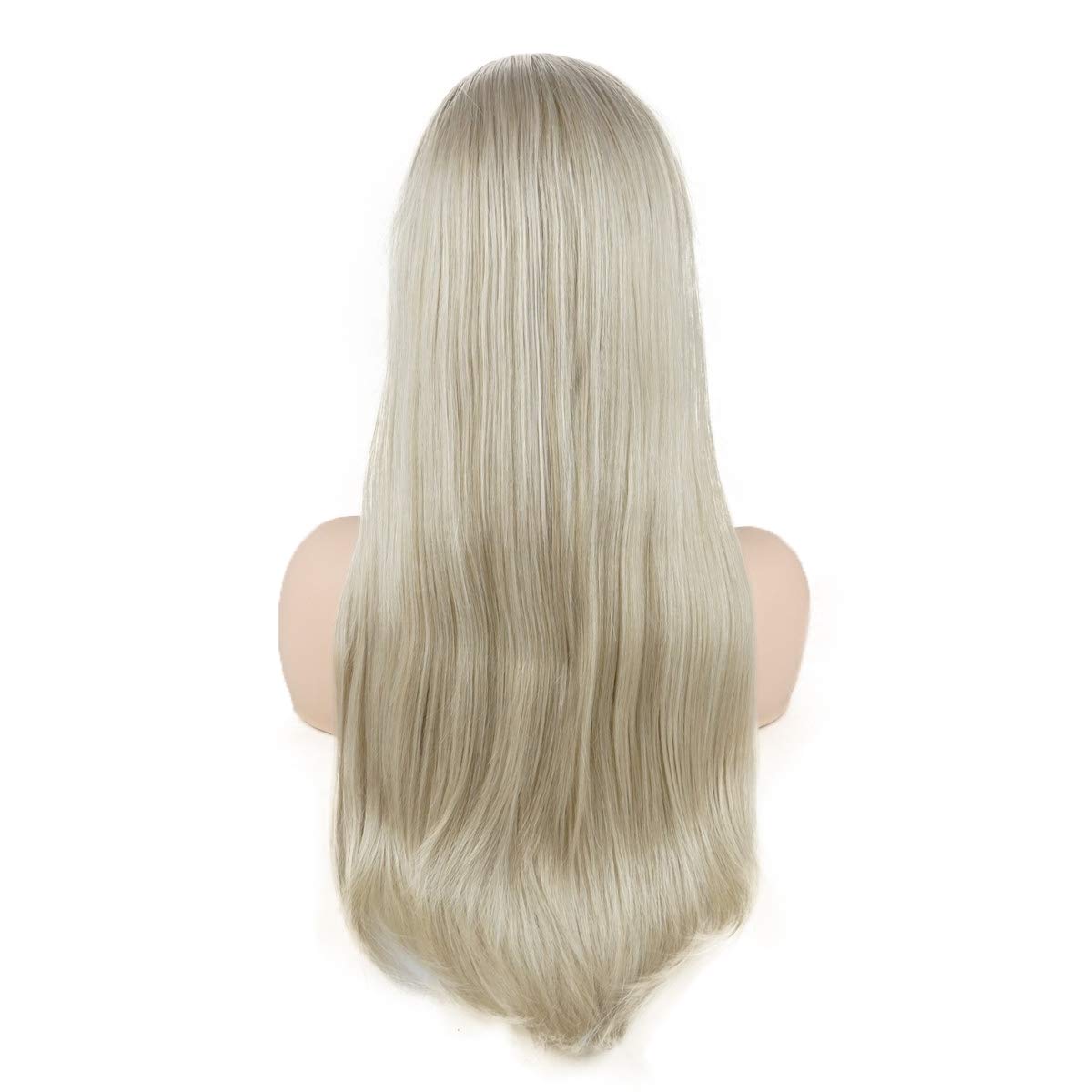 Hair Straight Long 24inch Honey Blonde and White Mix Realistic Synthetic Lace Front Wigs
