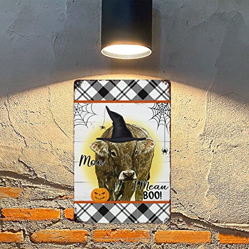 Plaque murale métal vache sorcière « I Mean Boo » durable