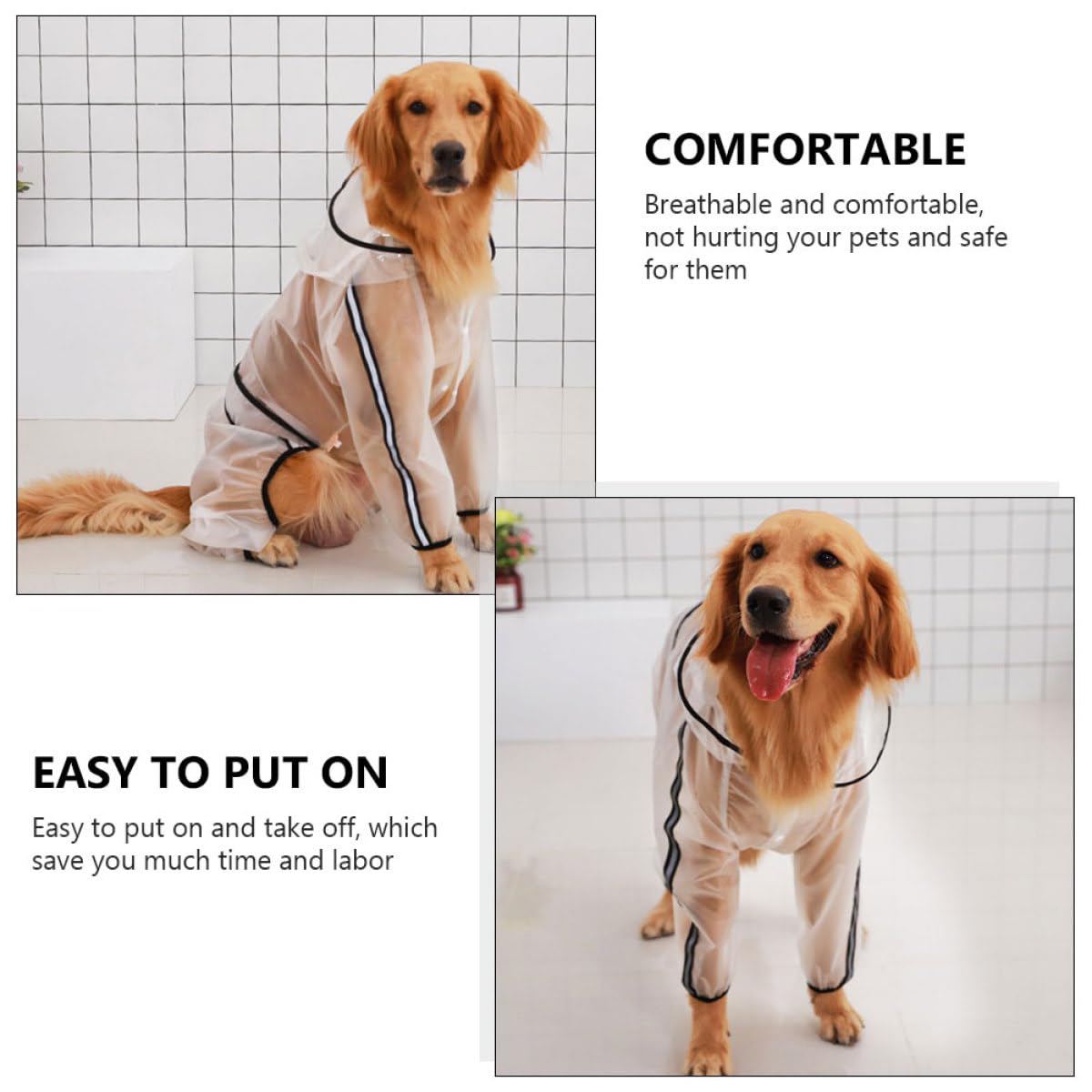 Atmungsaktiver Hunderegenmantel mit Kapuze und Vollständiger Abdeckung für Mittelgroße bis Große Hunde Robustes Material für Outdoor Einsätze und Regnerische Tage