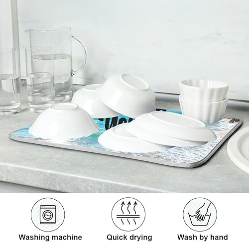 Vista 152 de Nautical Ocean Sea Turtle Dish Drying Mat for Kitchen Counter 18x24 in Starfish Retro Map Microfiber Drying Mats Absorbent Reversible Dish Pad Large