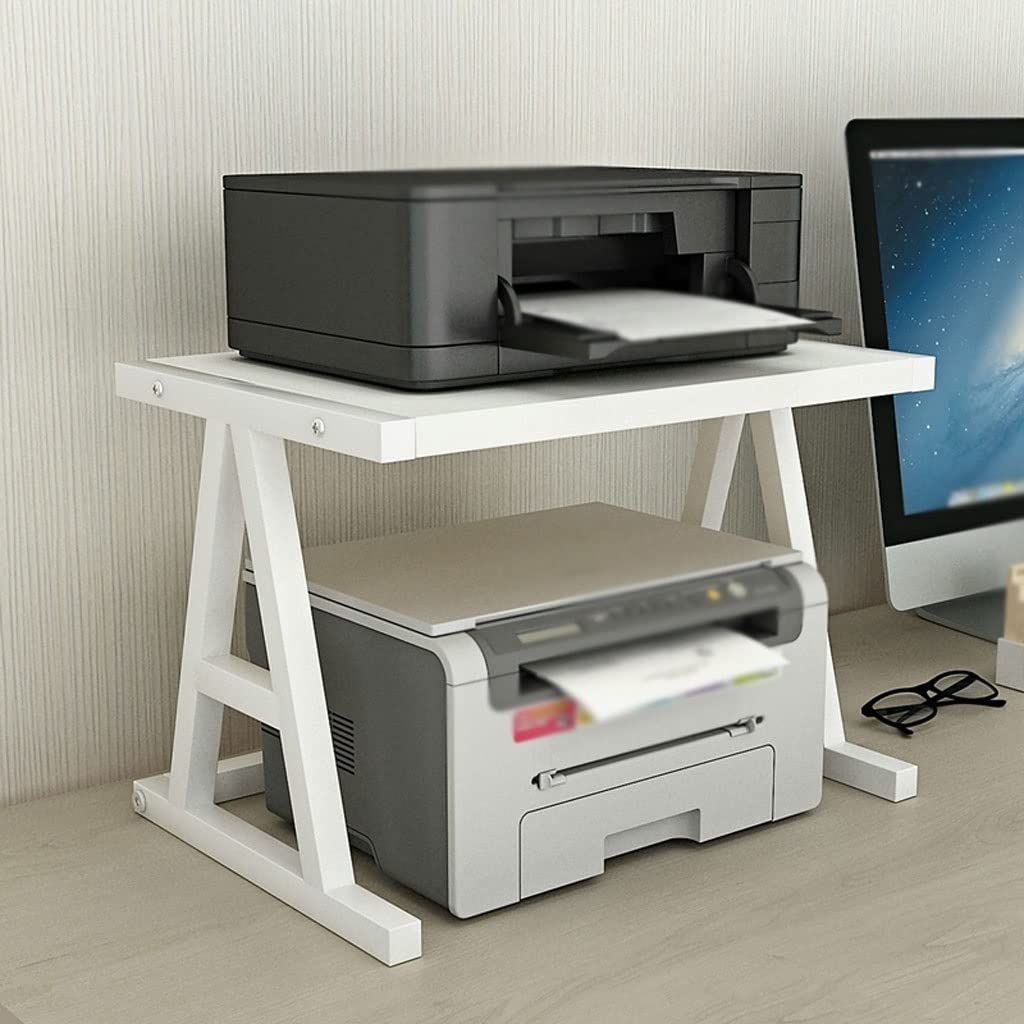 Stand di Stampa per Ufficio Metal Frame Desktop Stand Stampante 2 Multifunzione Multifunzione Scrivalo stampante for la camera da letto Office Stand di scansione della macchina for fax (bianco) Staffa