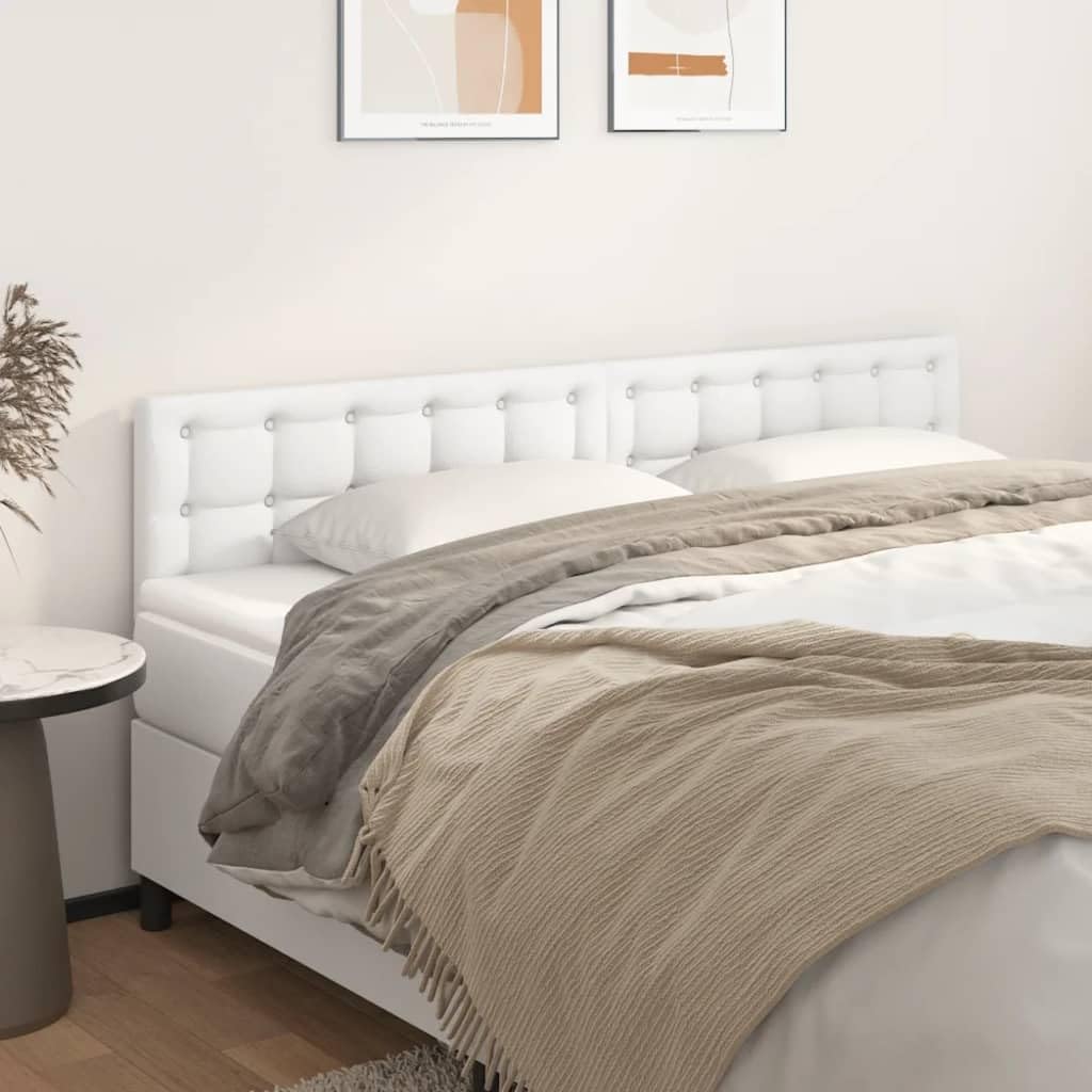 Zagłówki 2 szt. białe 100 x 5 x 78/88 cm sztuczna skóra, regulacja wysokości, wytrzymałe drewniane nogi, elegancki design do łóżka Queen-Size, pełne rozmiary, wyściełane