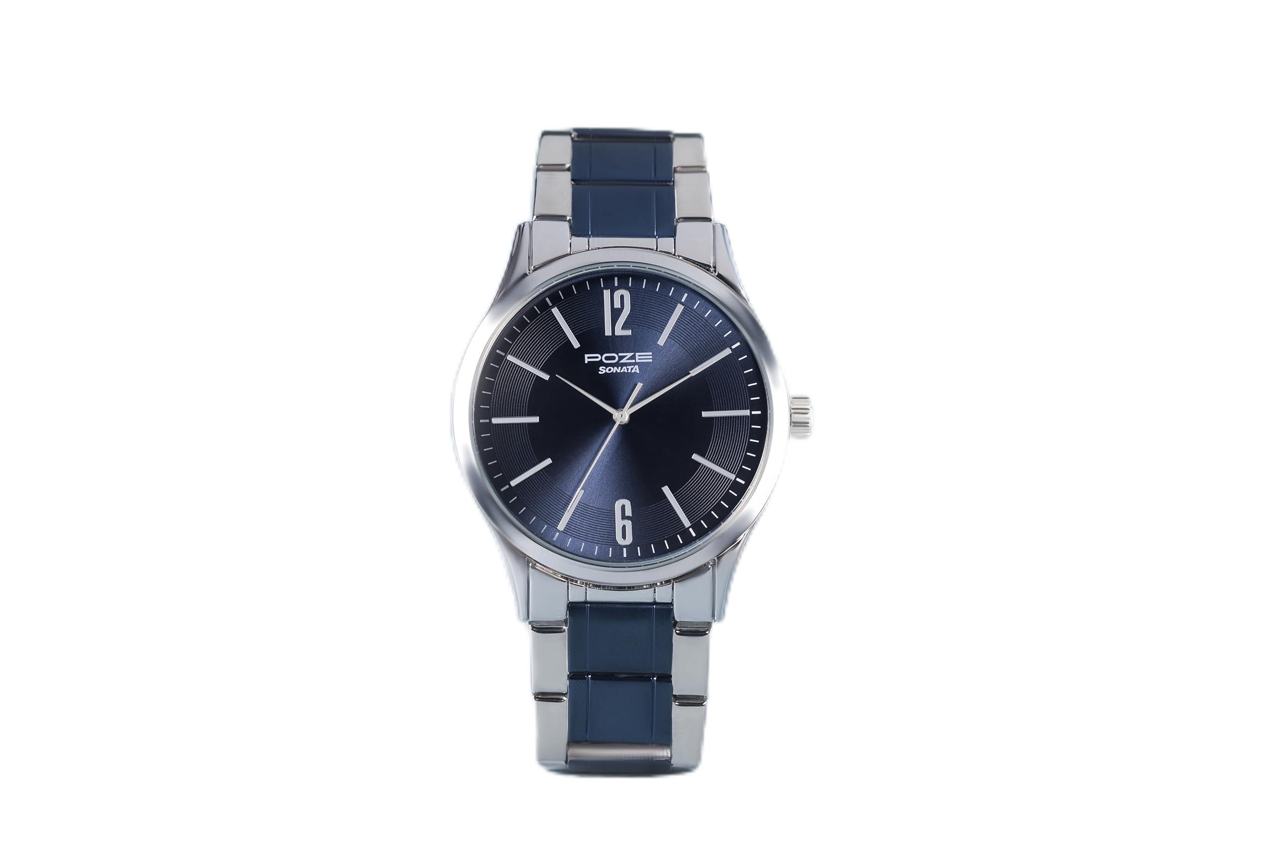 Sonata Poze Quartz Analog Blue Dial Metal Strap Watch for Men-SP70022KM01W-picture-11