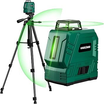 Laser Level with Adjustable 47 inch Tripod, RockSeed 1x360 Horizontal and 1x 150 Vertical Green Line Self-Leveling Laser Level, Rechargable Laser Leveler, for Hanging Pictures/Wall Construction