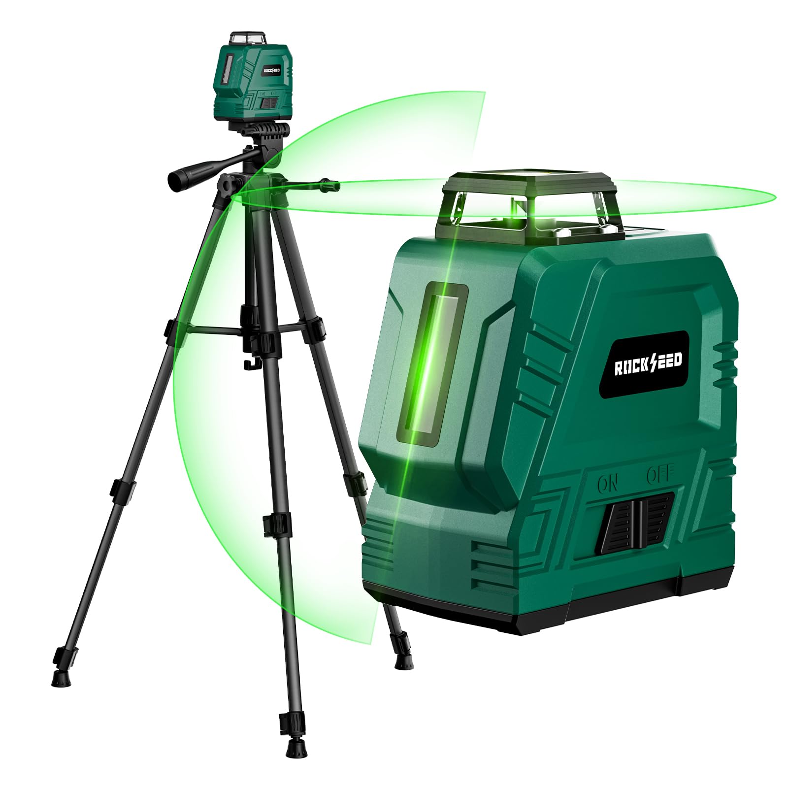Laser Level with Adjustable Tripod 1.2 m, RockSeed 1x360° Horizontal and 1x 150° Vertical, Self-Leveling Green Laser Line, Rechargeable Laser Leveler, for Hanging Pictures/Wall Construction Global Recycled Standard Global Recycled Standard Global Recycled Standard