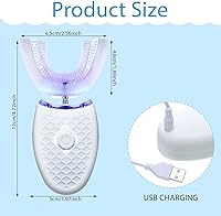 Vista 2 de Cunhill 2 cepillos de dientes eléctricos ultrasónicos para adultos, en forma de U, blanqueamiento de boca entera, cepillo de dientes automático