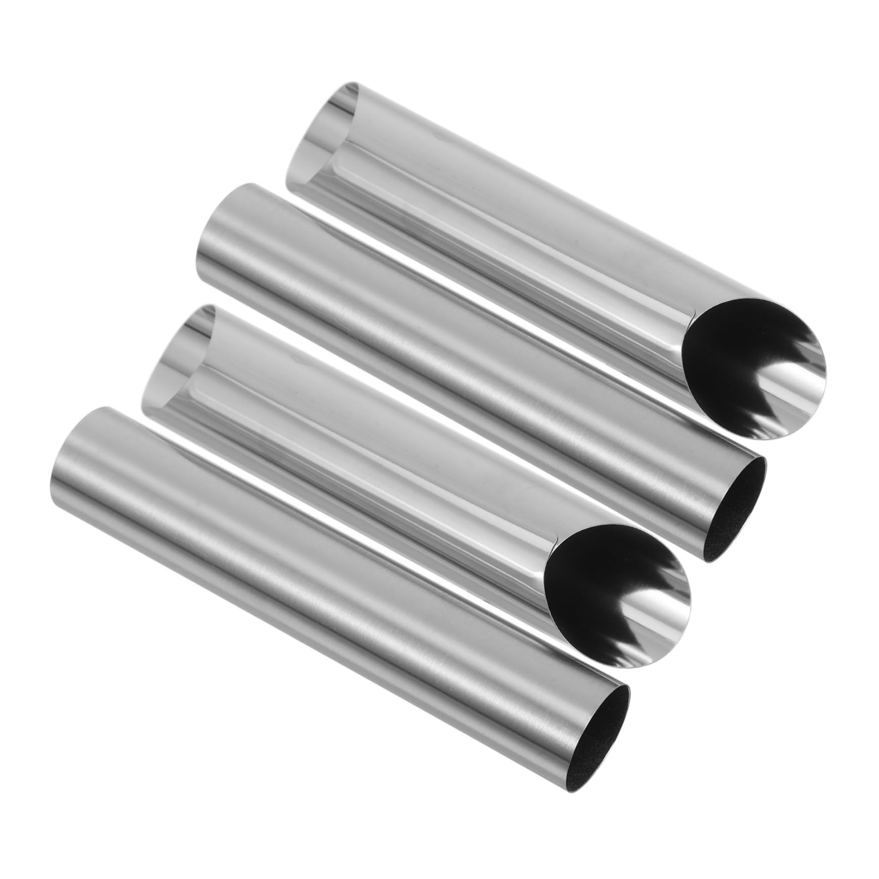 Cabilock 4pcs Stainless Steel Cream Horn Molds Dual-angle Pastry Tubes for Croissants and Cannoli Easy Release Baking Tools for Home Kitchen Pastry Making