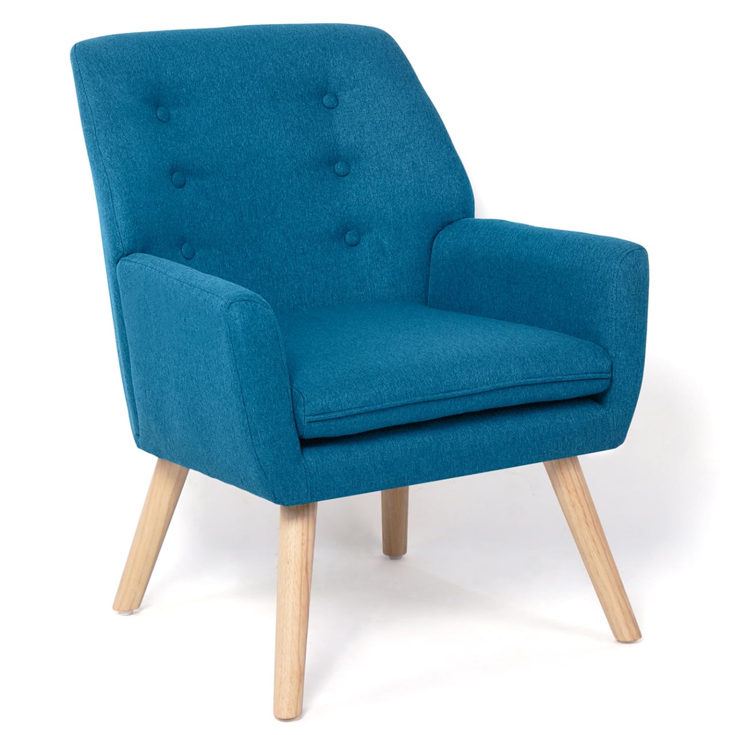 IDMarket - Sillón escandinavo NAT de tela, color azul pato