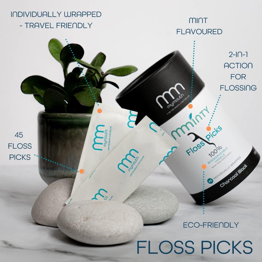 MyMouth Natural Dental Floss Picks, Charcoal - Image 3