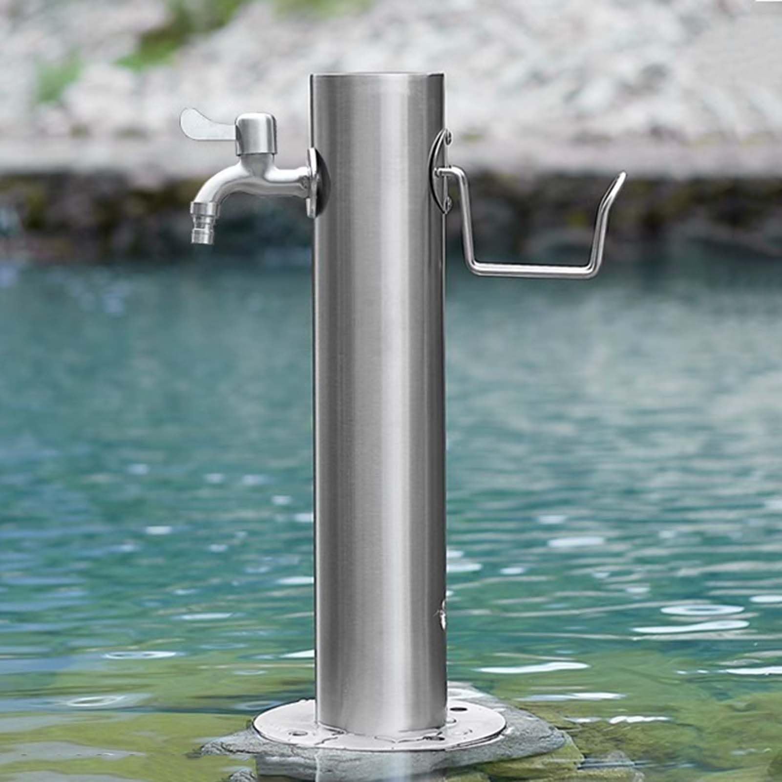 ZYCHSJXA Stainless Steel Garden Fountain with Faucet - Independent Water Feature for Patios Courtyards and Gardens Elegant Outdoor Decor
