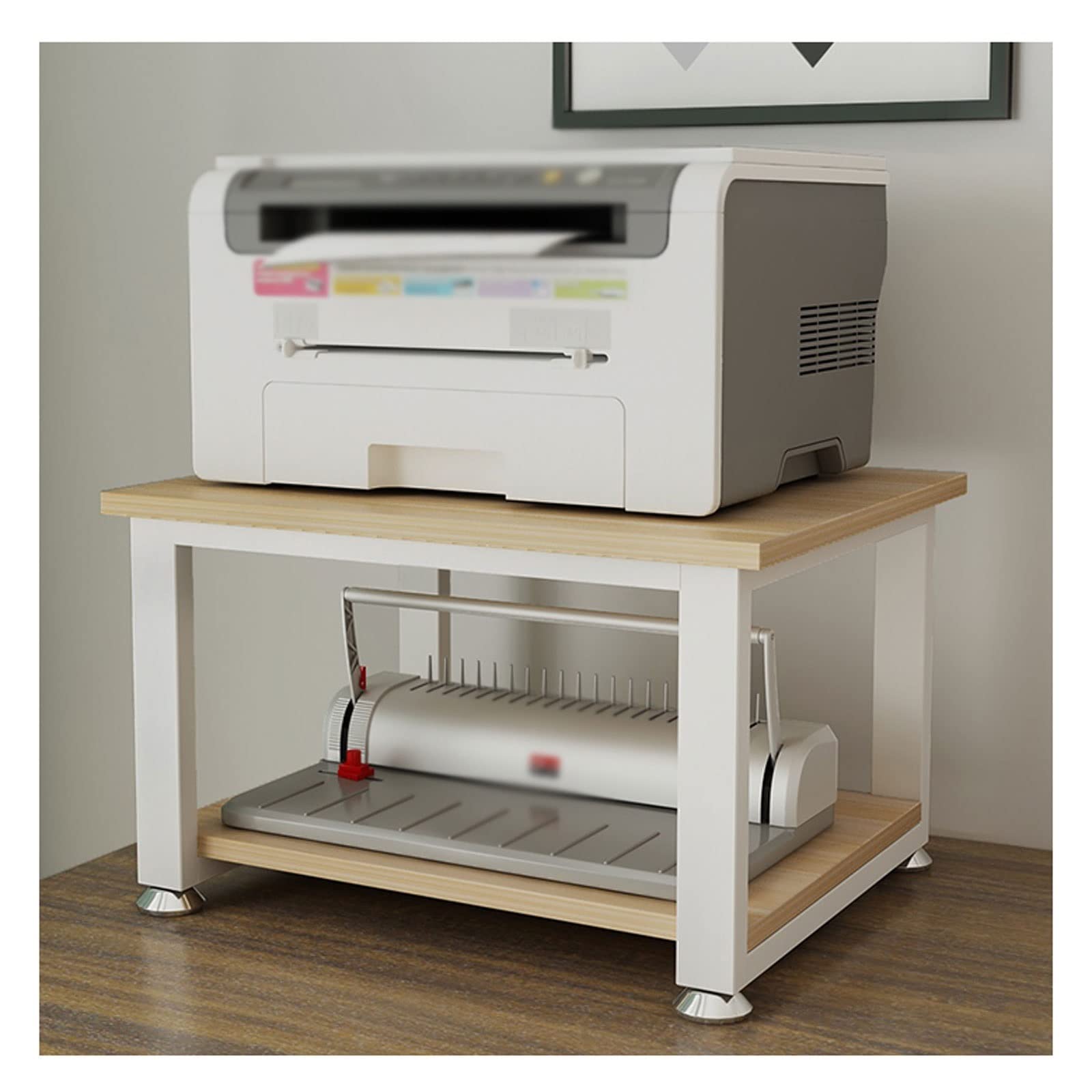 Stand di Stampa per Ufficio 2 Livelli MDF Stand Desktop Stand Desktop Scanner Coper for Macchine fax for Portapacchi di archiviazione Non slittabile for la casa e L'Ufficio Staffa Scanner Fax