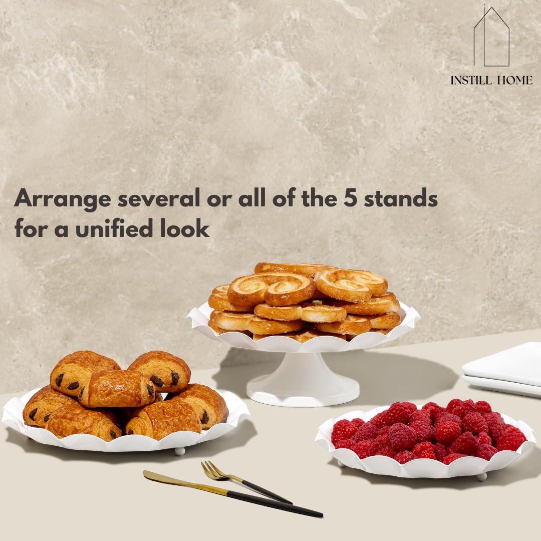 Set di 5 espositori in metallo per dessert, eleganti alzate per torte, cupcake e vassoi da portata, design versatile per feste di compleanno, buffet di nozze, addio al nubilato o baby