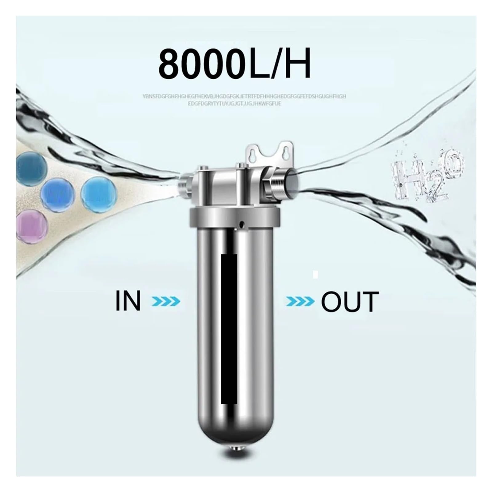 Filtro for acqua da 8000 l/h, protezione antiruggine, domestica sufficiente, sistema di filtraggio dell'acqua for tutta la casa 40 ΜM(1 inch)