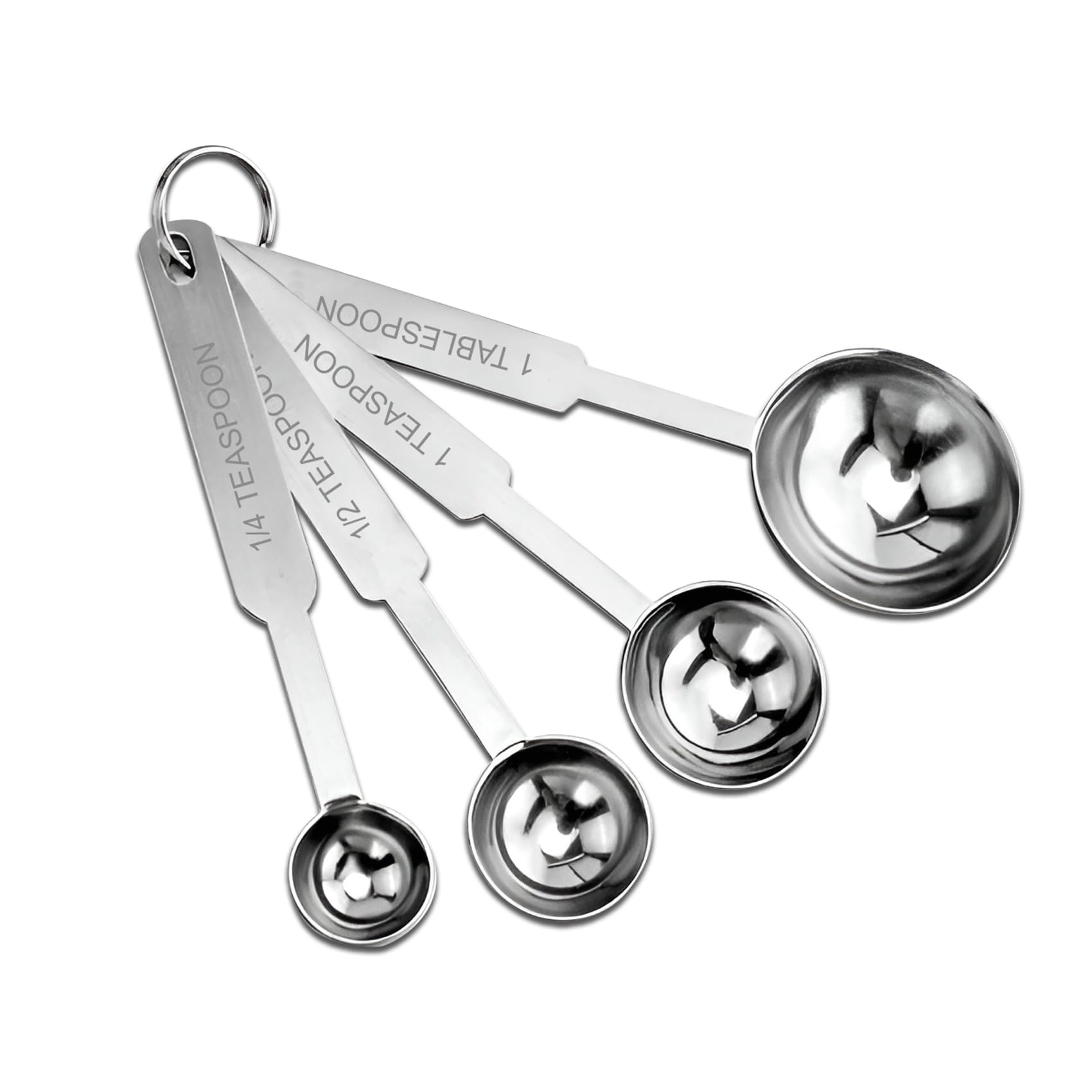 Parage 4 Pieces Stainless Steel Measuring Spoon Set for Measuring Dry & Liquid Ingredients/Cooking & Baking Cakes with Permanent Engraved Accurate Measurements (Set of 4)