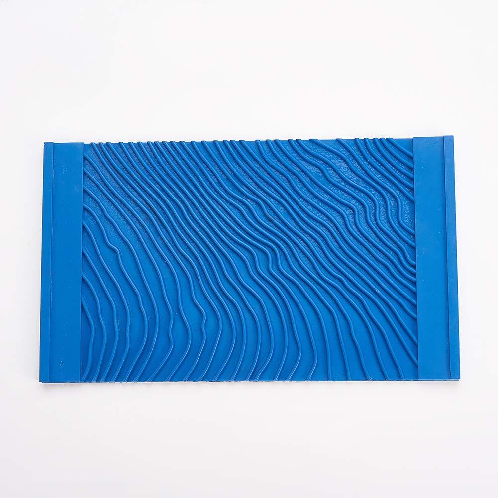 Auniwaig MS12 Herramienta de pintura de grano de madera, herramienta de grano, pintura de arte de goma de grano de madera impresión de pintura de pared decoración DIY herramienta azul 2 piezas