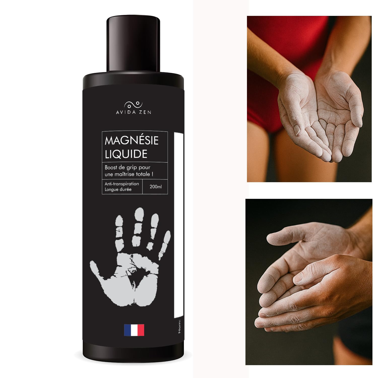 AVIDA ZEN Magnésie Liquide 200ml – Liquid Chalk pour Escalade, Padel, Gymnastique, Crossfit, Musculation, Tennis