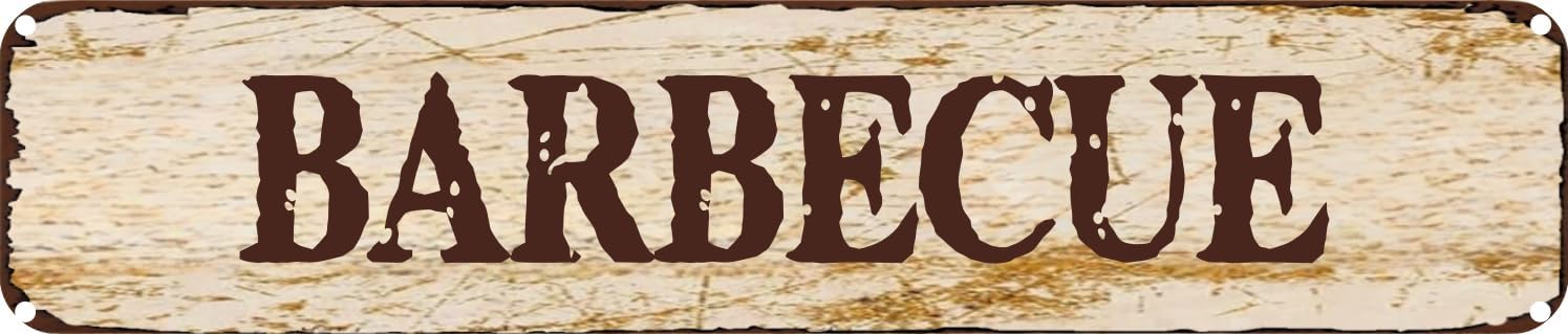 Peiyeety A008 Barbecue Vintage Metal Tin Sign, Rustic Food Style Wall Art, Waterproof Hanging Plaque For Kitchen, Sturdy Decor For Patio Spaces, Classic Retro Ornament For Home Dining Areas 4X16 Inch