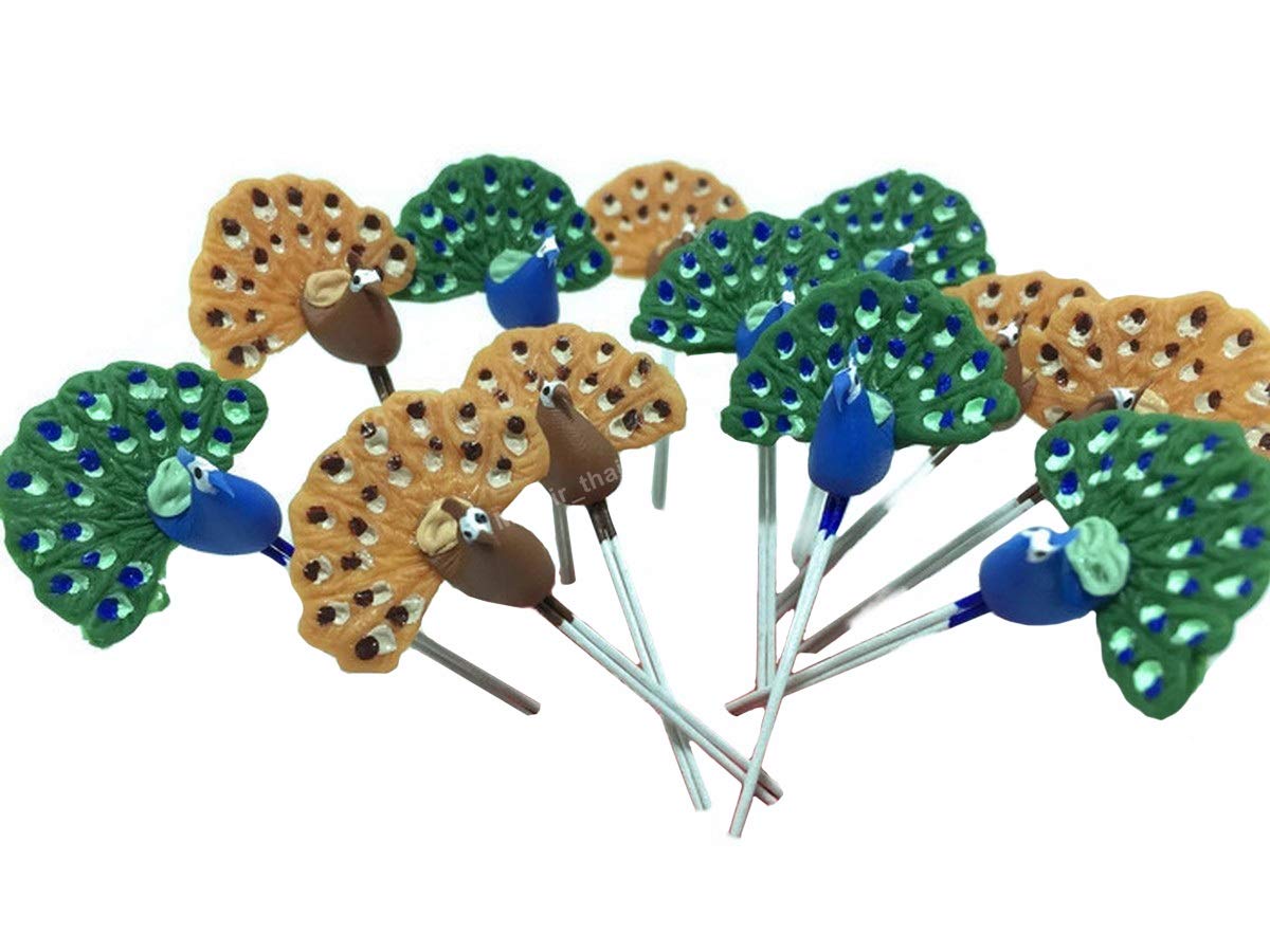 Mr_air_thai_Miniature Lot of 12 Miniature Bird Peacock Fairy Garden Supplies Animal Bird Figurine Furniture Dollhouse GD#026