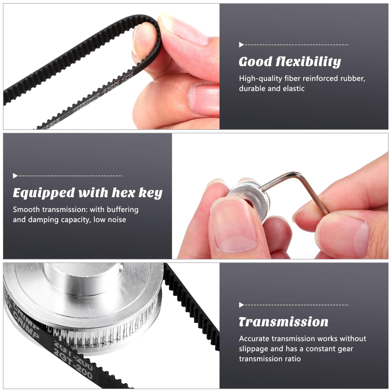 POWGE 600/606/610/616/630 2GT Courroie De Distribution W = 3/6/9mm